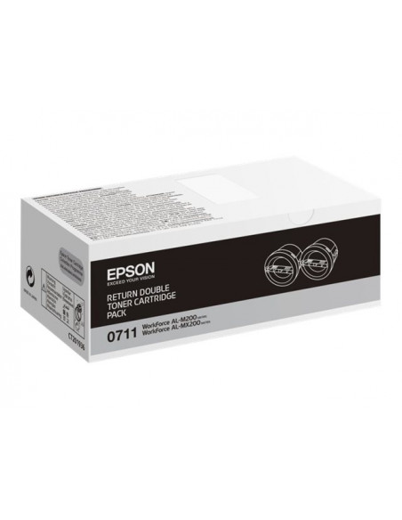 TONER EPSON 0711 BLACK DUALPACK WORKFORCE AL-M200 AL-MX200 2X 2500 PAG RETORNABLE