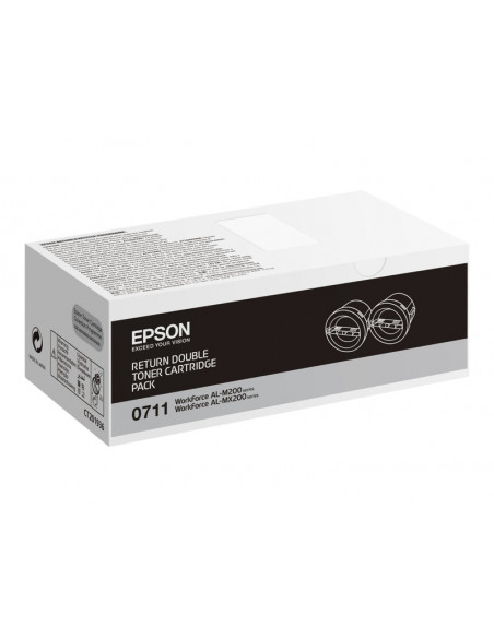 TONER EPSON 0711 BLACK DUALPACK WORKFORCE AL-M200 AL-MX200 2X 2500 PAG RETORNABLE
