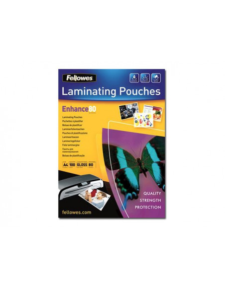FUNDA PLASTIFICAR FELLOWES 80 MICRAS A4 100H BRILLO