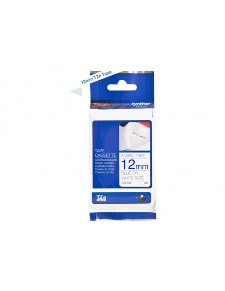 CINTA BROTHER TZEFA3 12MMX3M WHITE/BLUE