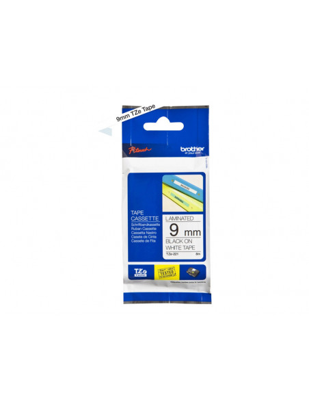 CINTA BROTHER TZE221 8MMX8M WHITE/BLACK
