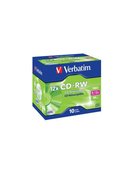 CD-RW VERBATIM 700MB 12X CAJA 10U