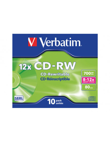 CD-RW VERBATIM 700MB 12X CAJA 10U