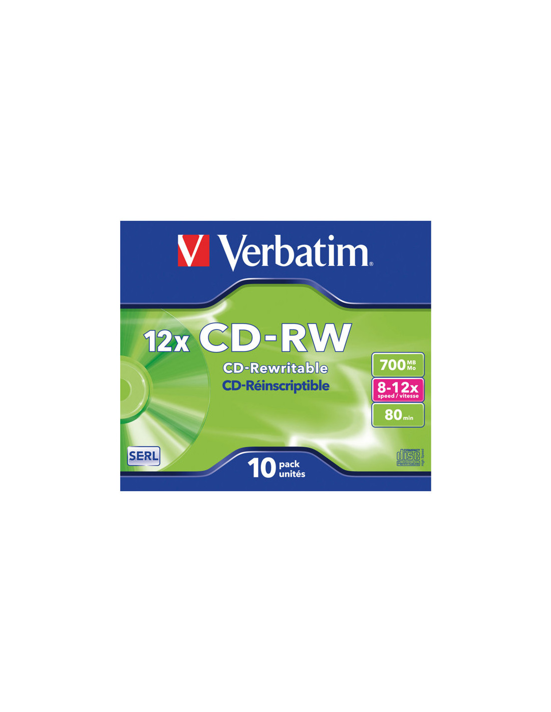 CDRW VERBATIM 700MB 12X CAJA 10U