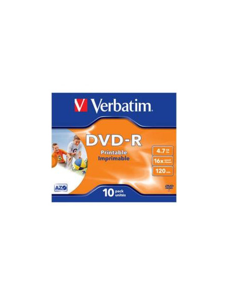 DVD-R VERBATIM 4.7GB 16X PRINTABLE CAJA 10U