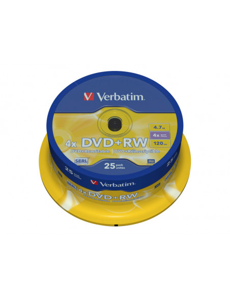 DVD+RW VERBATIM 4.7GB 4X LATA 25U