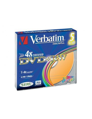 DVD+RW VERBATIM 4.7GB 4X COLOUR CAJA 5U