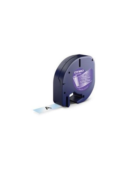 ROLLO DYMO LETRATAG 12MMX4M TRANSPARENTE/BLACK