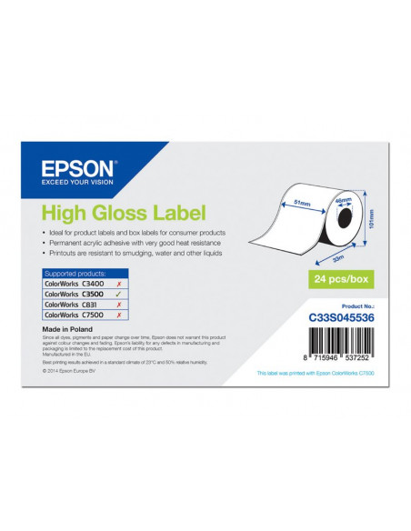 ETIQUETAS EPSON WHITE 51MM X 33M CONTINUO TM C3500
