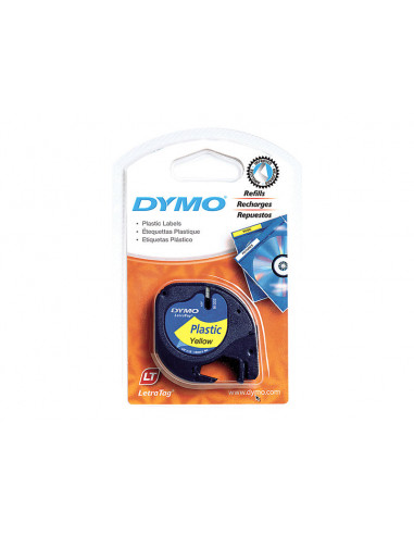 ROLLO DYMO LETRATAG 12MMX4M YELLOW/BLACK