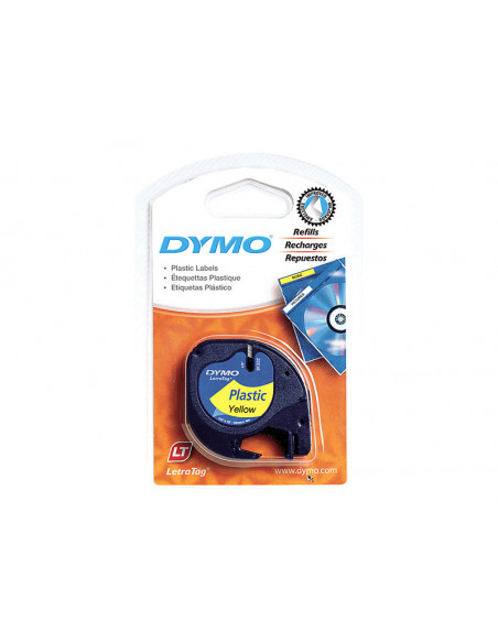 ROLLO DYMO LETRATAG 12MMX4M YELLOW/BLACK
