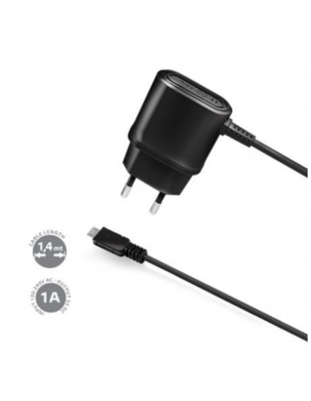 CARGADOR ENCHUFE UNIVERSAL CELLY 1A MICRO USB BLACK