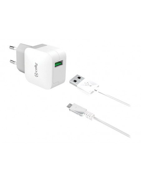 CARGADOR USB CELLY TURBO 2.4A + CABLE MICRO USB PARA CASA