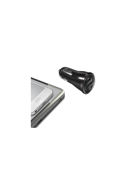 CARGADOR USB CELLY TURBO 2.1A 2XUSB BLACK PARA COCHE 