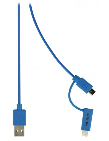 CABLE KABLEX USB 2.0 A MACHO / MICRO USB B MACHO 1M BLUE + ADAPT. LIGHTNING