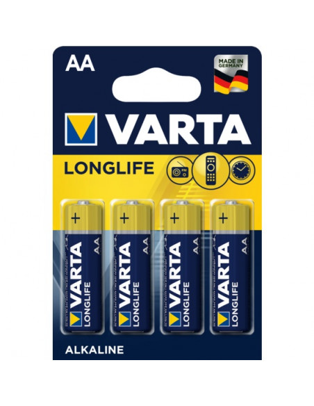 PILA ALCALINA VARTA LONGLIFE TIPO AA LR6 PACK 4