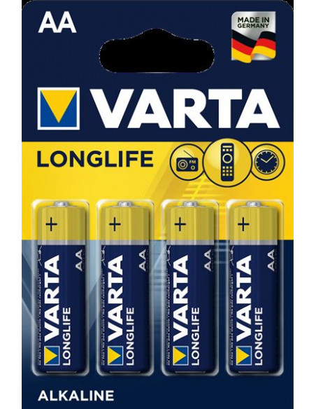 PILA ALCALINA VARTA LONGLIFE TIPO AA LR6 PACK 4