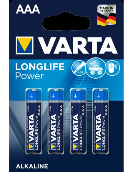 PILA ALCALINA VARTA LONGLIFE POWER TIPO AAA LR03 PACK 4