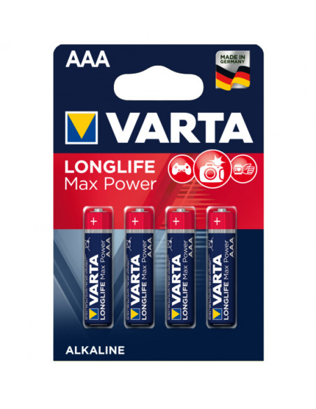 PILA ALCALINA VARTA LONGLIFE MAX POWER TIPO AAA LR03 PACK 4
