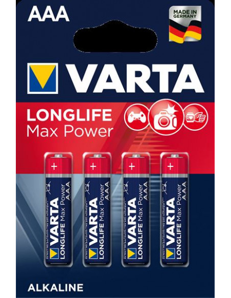 PILA ALCALINA VARTA LONGLIFE MAX POWER TIPO AAA LR03 PACK 4
