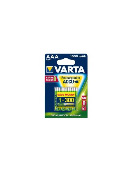 PILA RECARGABLE VARTA POWER TIPO AAA 1000MAH READY TO USE PACK 4