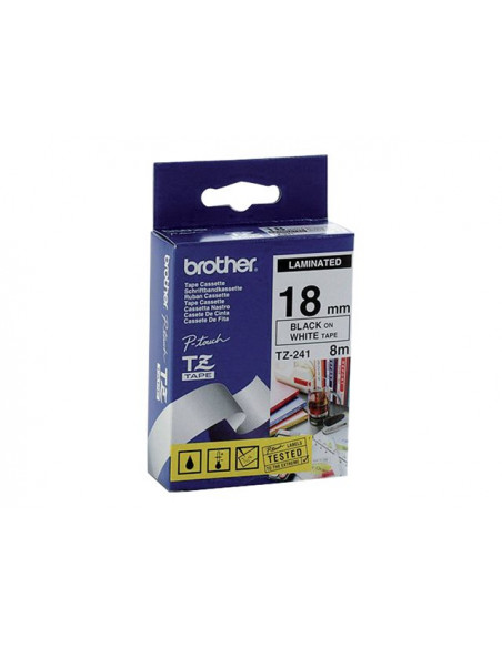 CINTA BROTHER TZ241 18MMX8M WHITE/BLACK
