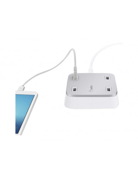 CARGADOR USB BELKIN FAMILY ROCKSTAR 5V 5.4A 4XUSB WHITE PARA CASA 