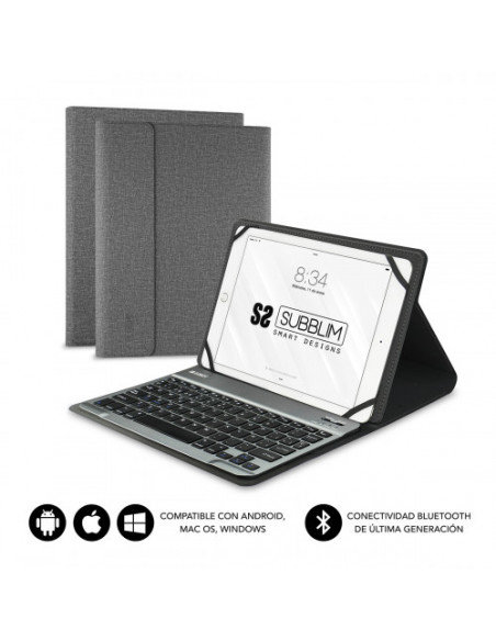 FUNDA TABLET SUBBLIM KEYTAB PRO 10.1 + TECLADO BLUETOOTH GREY