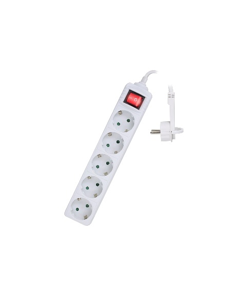 REGLETA EWENT 5 TOMAS WHITE 1.5M INTERRUPTOR FLAT PLUG