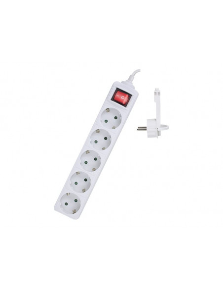 REGLETA EWENT 5 TOMAS WHITE 1.5M INTERRUPTOR FLAT PLUG