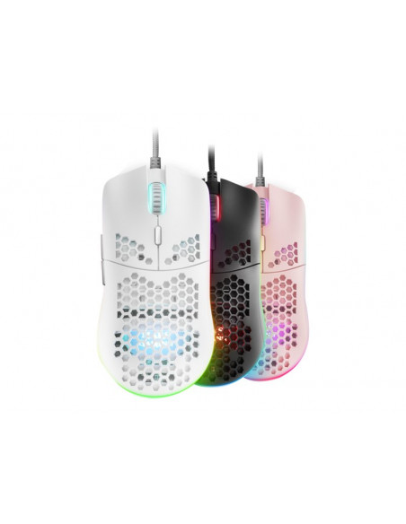 MOUSE MARS GAMING MMAX OPTICO 12400DPI ILUMINACION CHROMA RGB PERFORADO DISEÑO HIVE WHITE