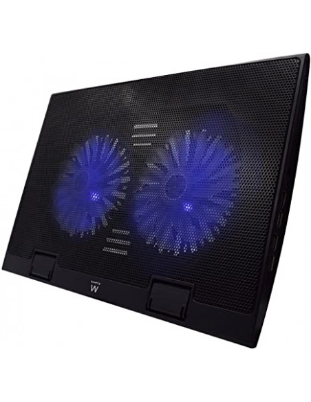 BASE REFRIGERADORA EWENT 17 2 VENTILADORES + 4P USB BLACK