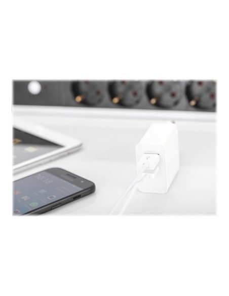 CARGADOR USB DIGITUS USB-C 3A + USB 2.4A 20W WHITE PARA CASA