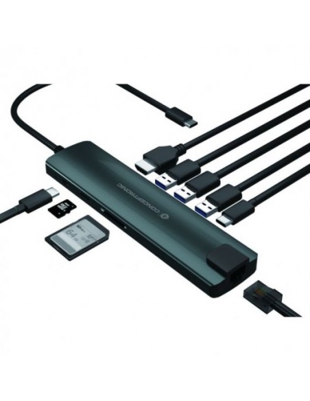 PUERTO REPLICADOR USB-C CONCEPTRONIC HDMI + RJ45 + 3XUSB 3.0 + 2XUSB-C + SD + MICRO SD