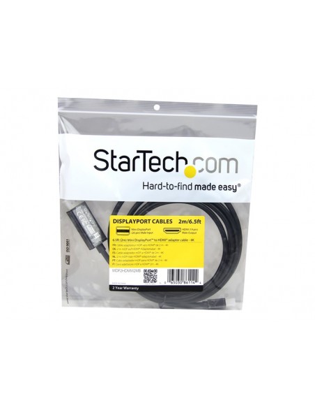 CABLE STARTECH MINI DISPLAYPORT MACHO / HDMI MACHO 2M ULTRA HD 4K BLACK