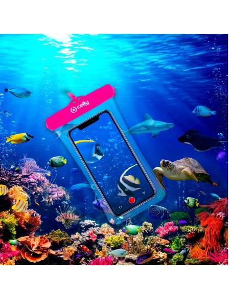 FUNDA MOVIL CELLY SPLASHBAG 21 WATERPROOF HASTA 6.5 PINK