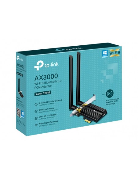 TARJETA RED WIRELESS TP-LINK ARCHER TX50E WIFI 6 DUALBAND PCIE + BLUETOOTH
