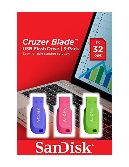 MEMORIA USB 32GB SANDISK CRUZER PACK DE 3 COLORES