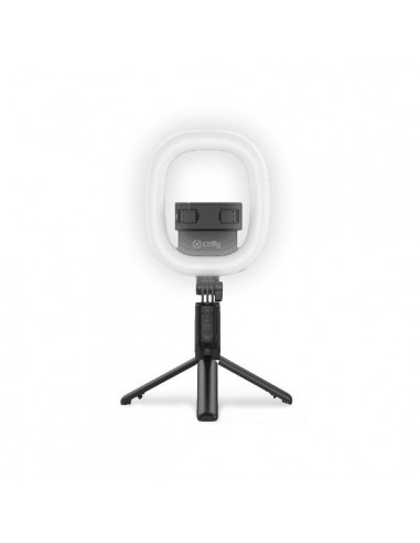 SOPORTE SELFIE CELLY BLUETOOTH + FUNCION TRIPODE + ANILLO LUZ LED BLACK