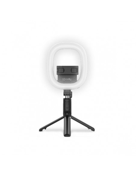 SOPORTE SELFIE CELLY BLUETOOTH + FUNCION TRIPODE + ANILLO LUZ LED BLACK