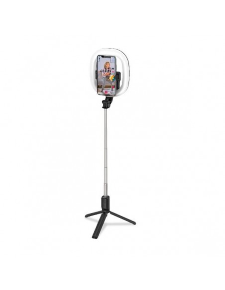SOPORTE SELFIE CELLY BLUETOOTH + FUNCION TRIPODE + ANILLO LUZ LED BLACK