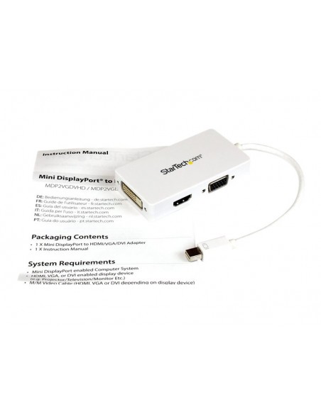 ADAPTADOR STARTECH MINI DISPLAYPORT / VGA / HDMI / DVI-D WHITE