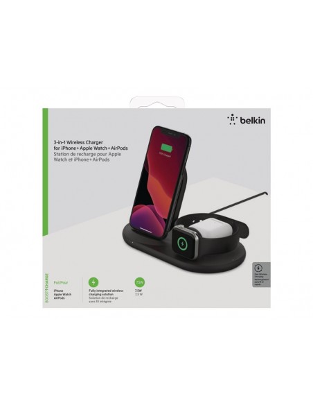 BASE DE CARGA BELKIN 3 EN 1 BOOST CHARGE QI BLACK