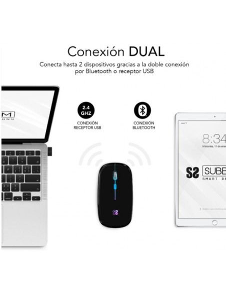 MOUSE SUBBLIM WIRELESS OPTICAL DUAL SLIM RGB BLACK