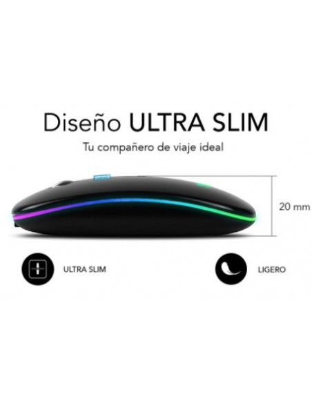 MOUSE SUBBLIM WIRELESS OPTICAL DUAL SLIM RGB BLACK