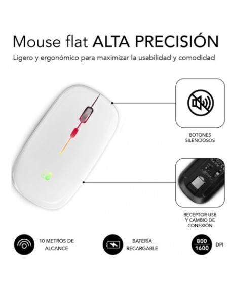 MOUSE SUBBLIM WIRELESS OPTICAL DUAL SLIM RGB WHITE
