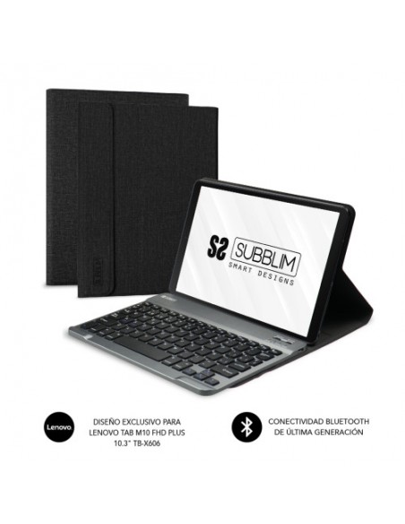 FUNDA TABLET SUBBLIM KEYTAB PRO + TECLADO BLUETOOTH LENOVO TAB M10 FHD PLUS 10.3 BLACK