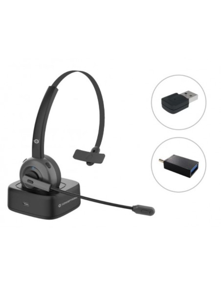 AURICULAR + MIC CONCEPTRONIC POLONA03 MONOAURAL BLUETOOTH BLACK + BASE + ADAPT BLUETOOTH