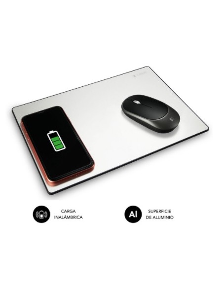 ALFOMBRILLA SUBBLIM WIRELESS CHARGER QI ALUMINUM SILVER 10W
