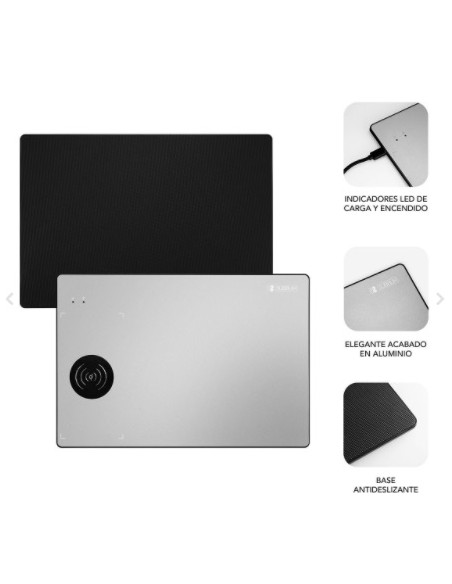 ALFOMBRILLA SUBBLIM WIRELESS CHARGER QI ALUMINUM SILVER 10W